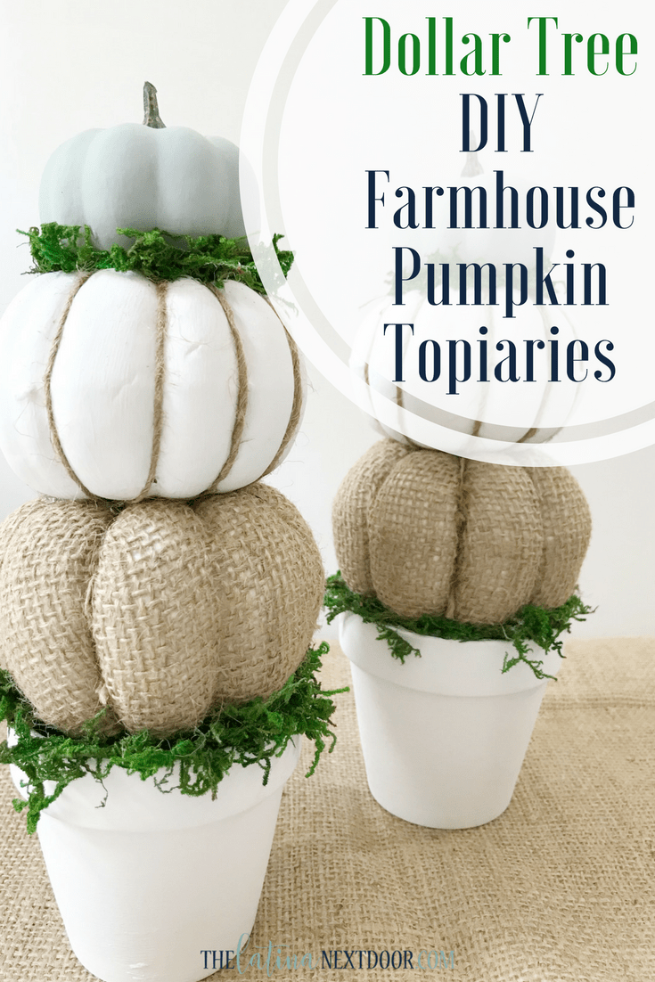 DIY Farmhouse Pumpkin Topiaries