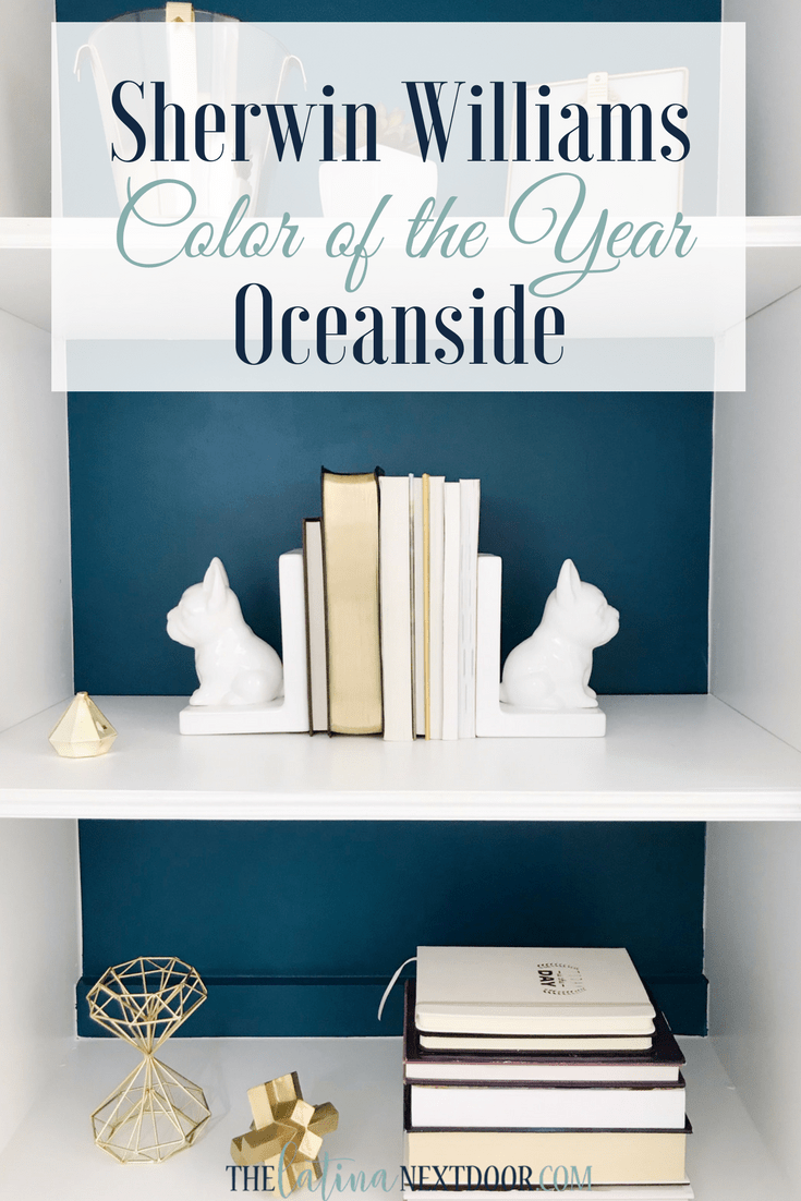 Sherwin Williams Color of the Year Oceanside Bookshelves